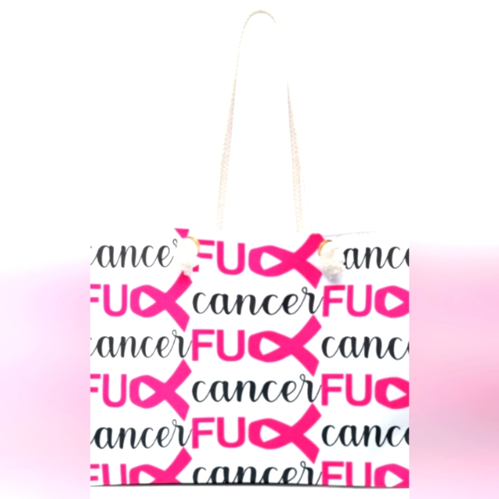 Oversized Graphic "Fu@k Cancer" Awareness Tote Bag